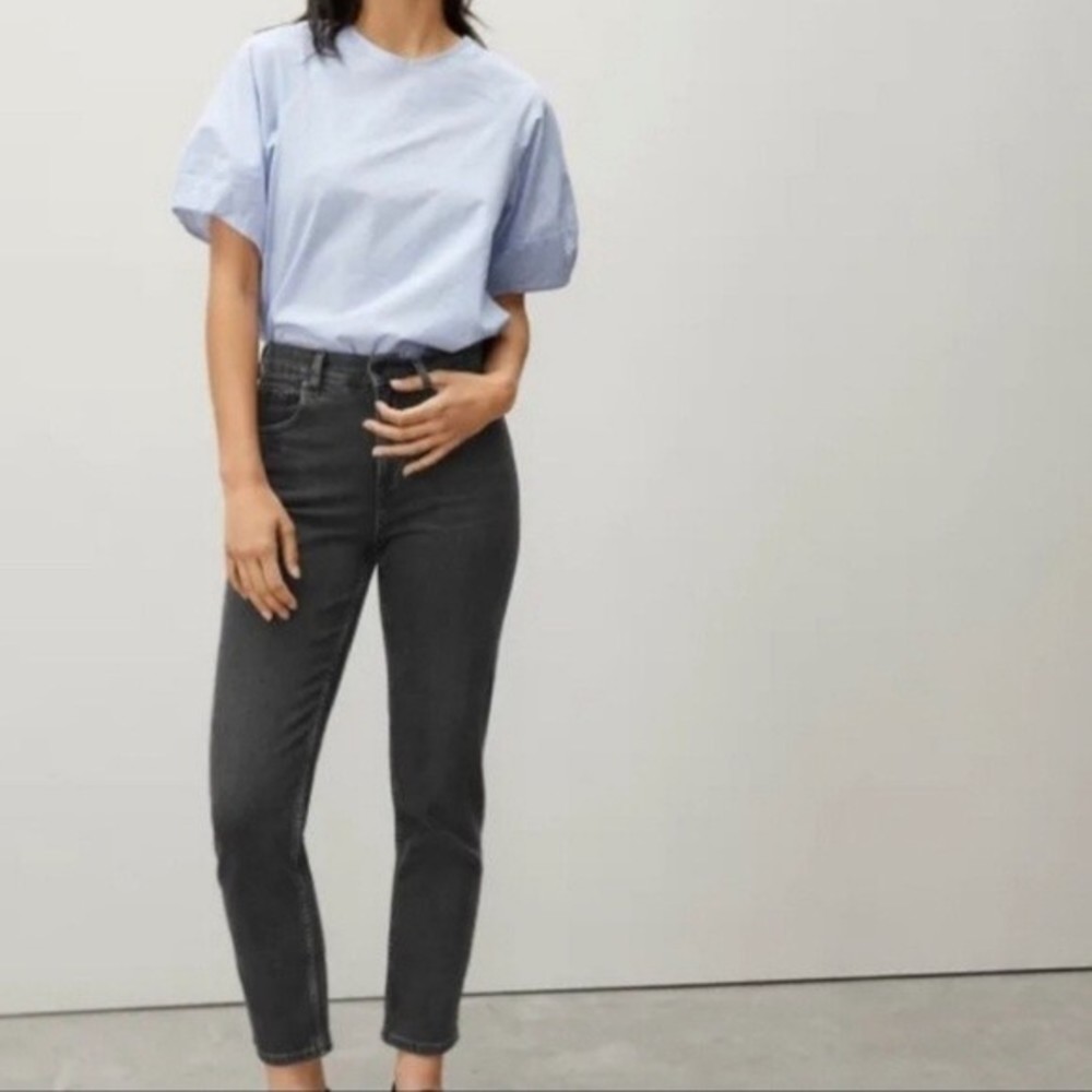 Everlane jeans slim ankle size 26 / 2 black high rise stretch denim pockets L5